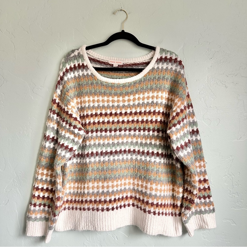 Knox Rose Women's Fall Colors Cozy Preppy Sweater‎ Size Large EUC